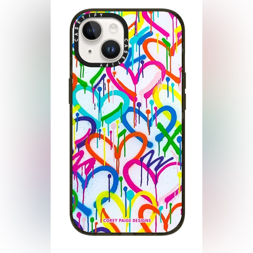 Casetify Rainbow Graffiti Hearts by Corey Paige Designs Phone Case Iphone 14